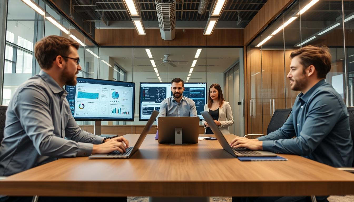 AI software company team and business technology strategy